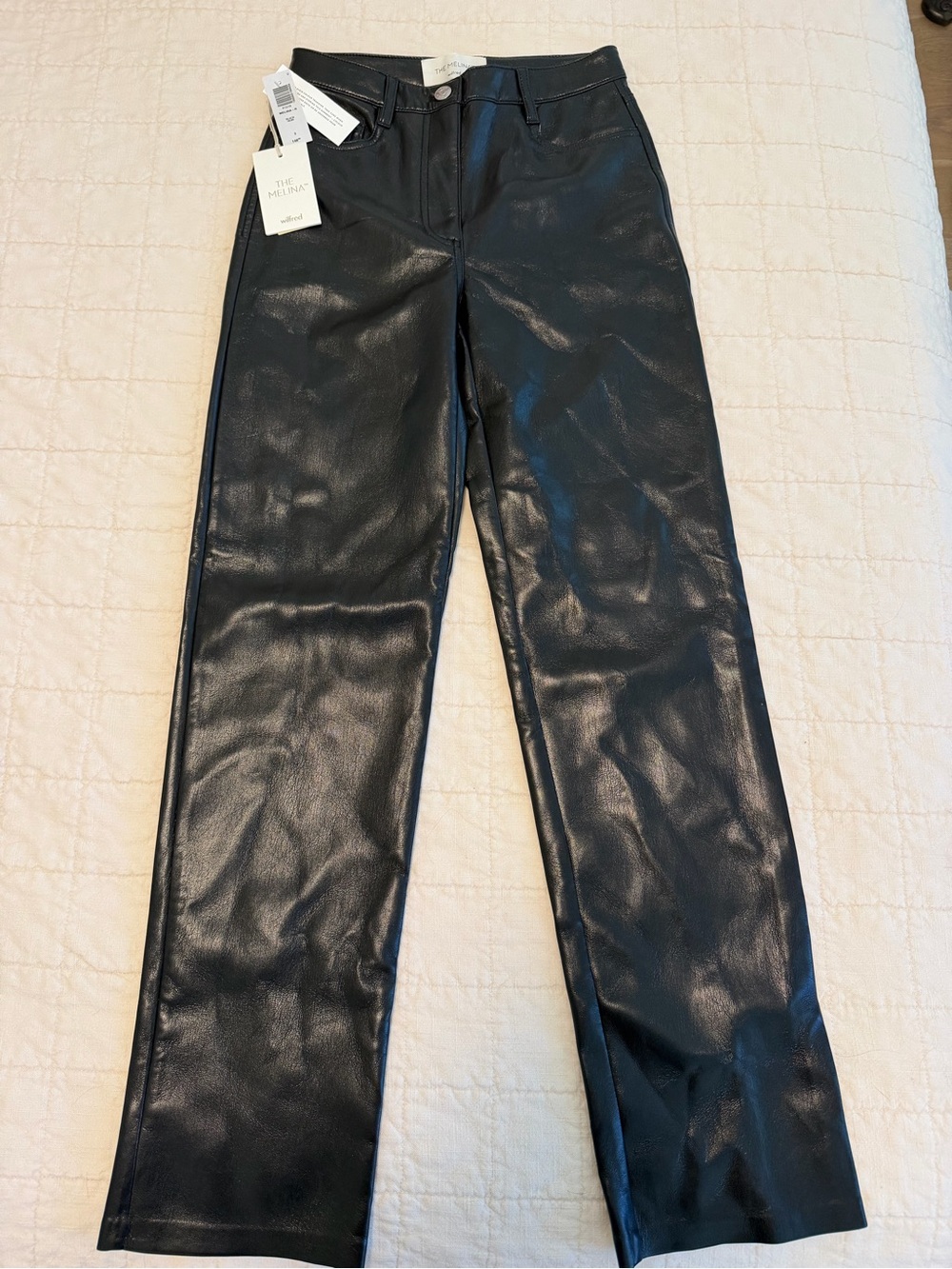 Wilfred Black Faux Leather Straight-Leg Jeans